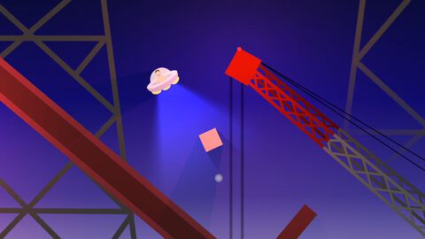 壺おじライク鬼畜ゲーム『UFO-Man』体験版が配信。UFOで四角い荷物頂上へ運ぶシンプルなルール。接触しただけで簡単に落ちちゃうのにイライラ