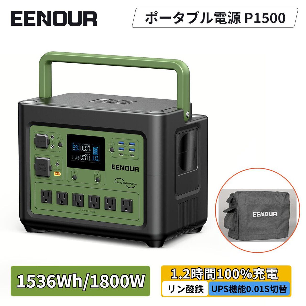 ポータブル電源『EENOUR P1500』が57％OFFで74,990円に。家庭内から 