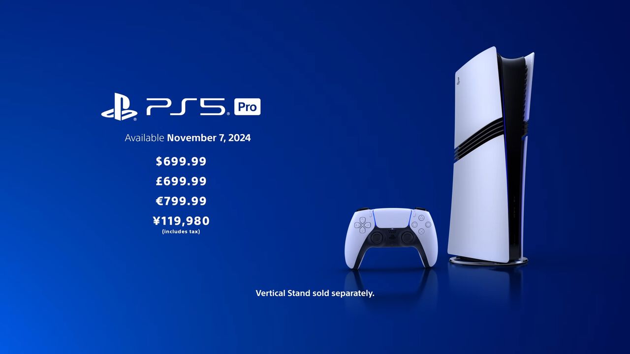 PS5 Proが発表。発売日は11月7日で価格は11万9980円［税込］。ディスクドライブは非搭載。ストレージは2TB。