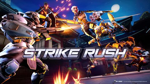 VRガンシューティング『ストライクラッシュ』が4月19日に配信開始。サポートロボ・ブリッツモンとともに4対4のチームゲームに挑め