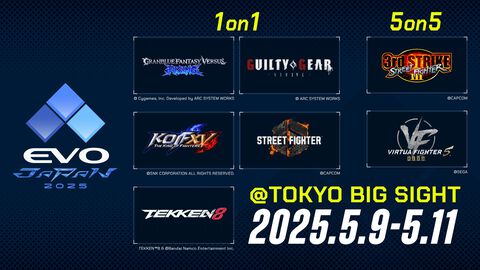 【EVO Japan 2025】『スト6』『鉄拳8』など7つのメインタイトル発表、初の5on5形式の団体戦も。エントリー受付も本日（12/4）からスタート