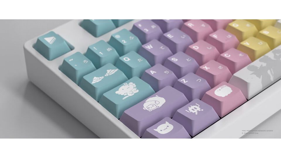 【ホロライブ】天音かなた、角巻わため、常闇トワ、姫森ルーナら4期生イメ―ジのキーキャップが海外向けに登場。うぱおやそれぞれの推しマークなどがデザイン。日本では2月から予約販売