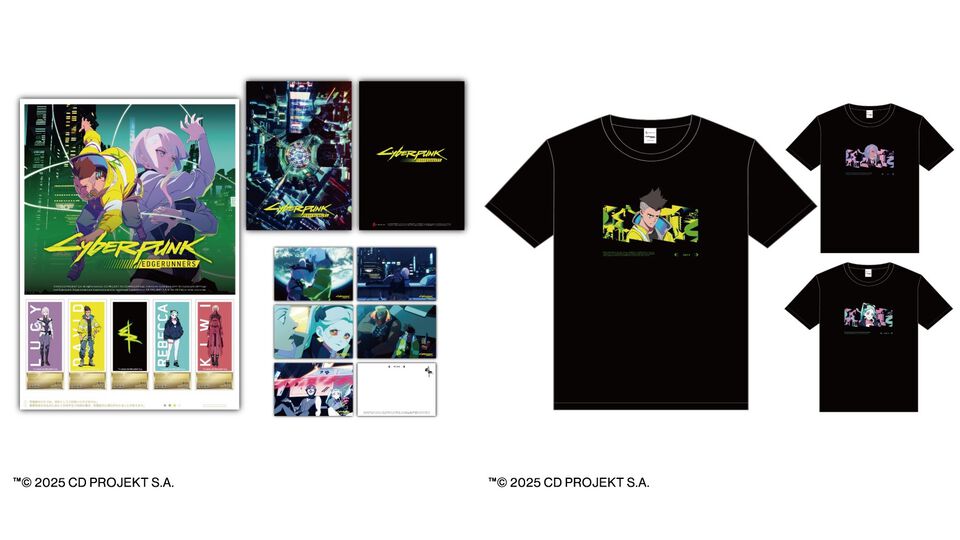 『サイバーパンク:エッジランナーズ』フレーム切手やアートTシャツなどが登場。デイビッド、ルーシー、レベッカらデザインのオリジナルグッズが3月16日まで予約受付中