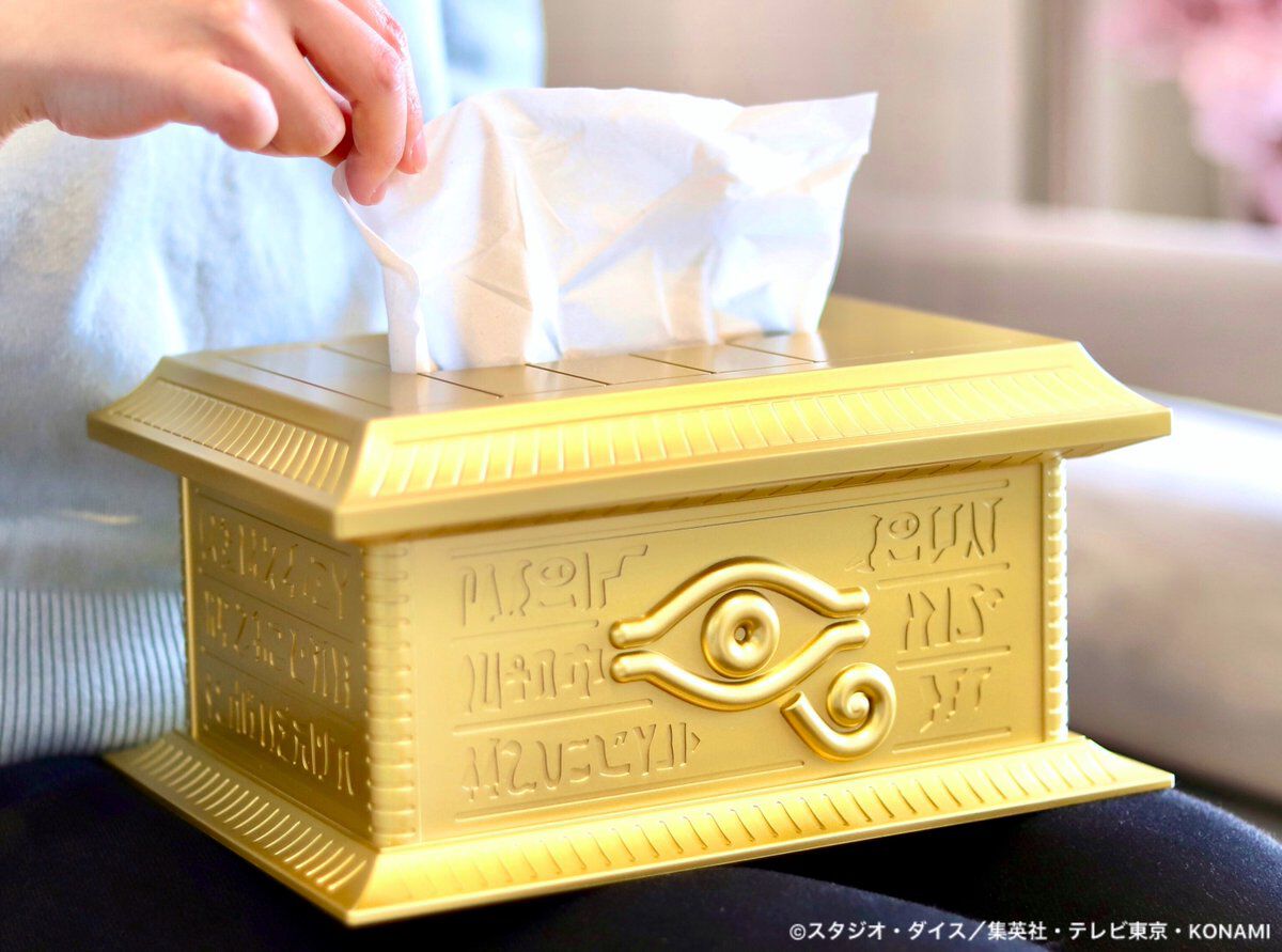 『遊戯王』“黄金櫃”型のティッシュケースがプライズで展開スタート。金のミステリアスなデザインは存在感バツグン