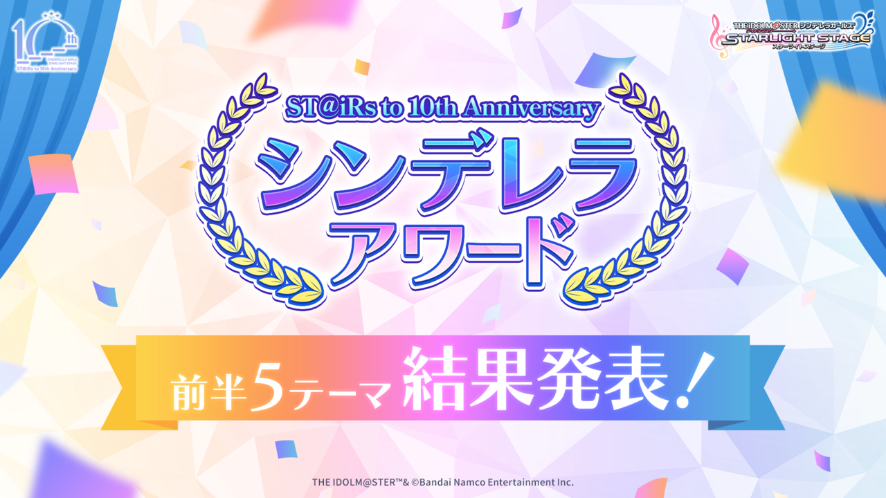 『デレステ』シンデレラアワード前半5テーマの結果が発表！イチオシ楽曲1位は“お願い！シンデレラ”