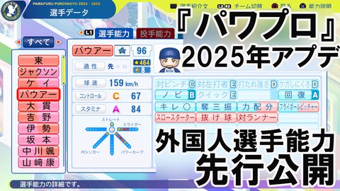 『パワプロ2024-2025』2025年版選手アップデートを3月27日に実施！ 新外国人の能力を先行公開