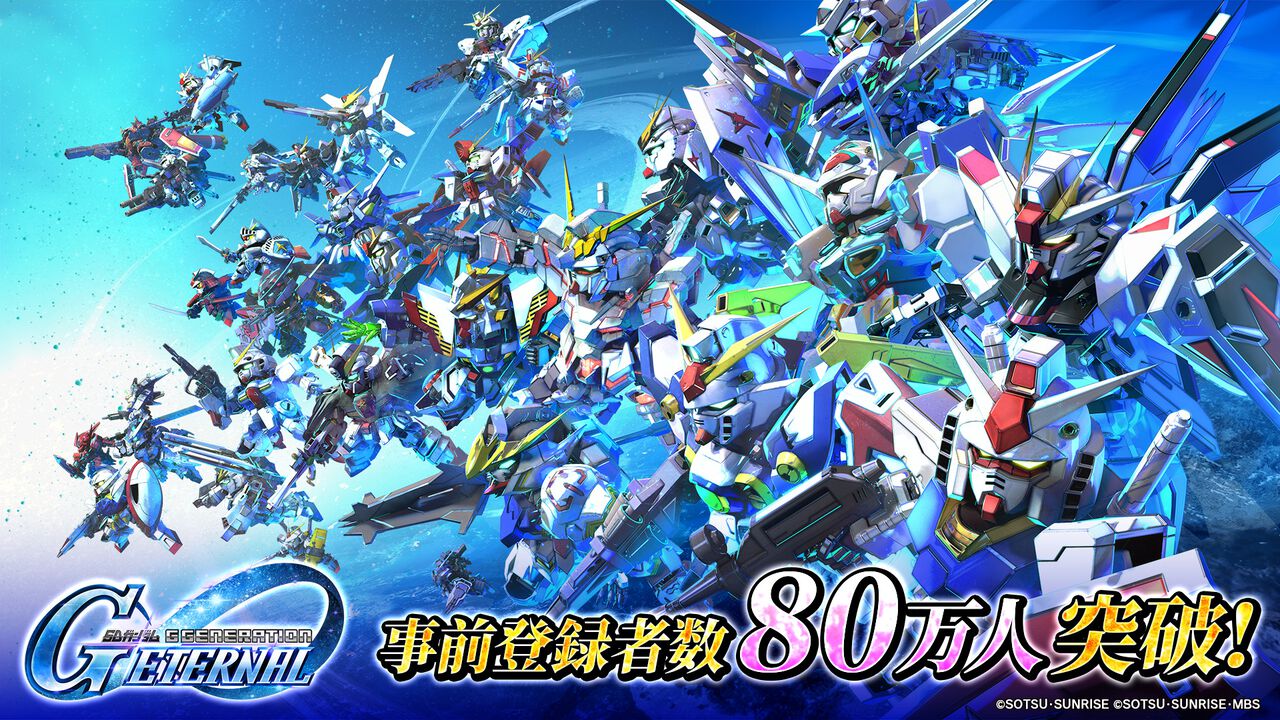 『SDガンダム ジージェネレーション エターナル』事前登録者数80万人を突破。リリース時にガシャ16回分のダイヤが配布確定