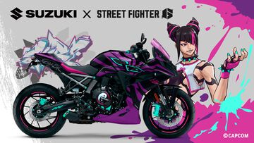 『スト6』ジュリをイメージしたバイクが最高にかっこいい。スズキとのコラボバイクがCAPCOM CUP 11にて展示。またがって記念撮影できるフォトスポットも