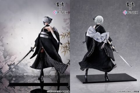 『ニーア オートマタ Ver1.1a』2Bが“日本人形シリーズ”でフィギュア化、老舗・吉徳とのコラボ。ゴシック調の黒衣イメージの優美な着物姿