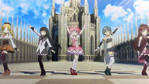 【まどドラ】まどかたちがダンシング魔法少女に。いまどきもはや珍しい感じのCGで踊る。プロデューサーはもちろんキュウべえ【エイプリルフール】