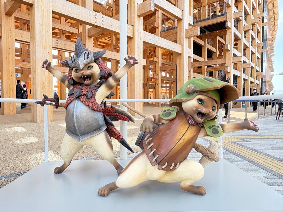 【モンハン】大阪・関西万博にオトモアイルーが5月19日より登場。武装したアイルーと一緒に写真撮影が可能。『モンスターハンター ブリッジ』オリジナルステッカーをプレゼント