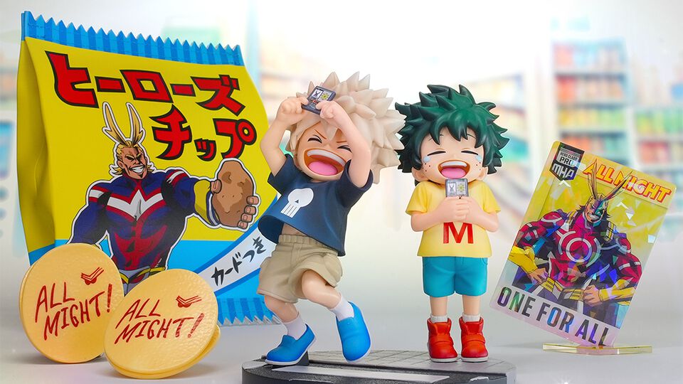 『ヒロアカ』一番くじ“連なる星霜”本日（6/5）発売。オールマイトカードが当たった幼き日のデク＆かっちゃんのフィギュアがかわいい！