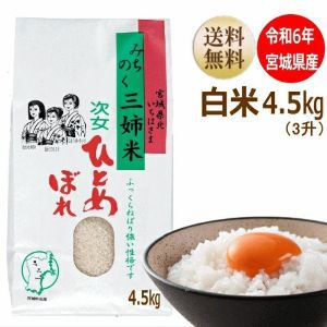 【ひとめぼれ半額】2024年（令和6年）宮城県産のお米・ひとめぼれ4.5kgが半額2,490円（5kg換算約2,766円）。タイムセールは6月10日23時30分より開始【楽天スーパーセール】