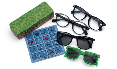 『マインクラフト』デザインのメガネがパリミキより発売。クリーパーや作業台、ツルハシをさりげなくデザイン。ブロック風ケースも登場