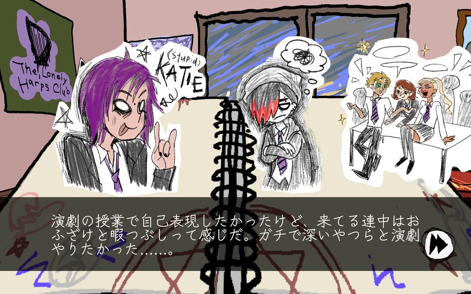 『I Write Games Not Tragedies』2000年代テーマのエモ系リズムゲー入りノベル。新設されたYotsuba Interactiveの1作目で、ビットサミットにも出展決定