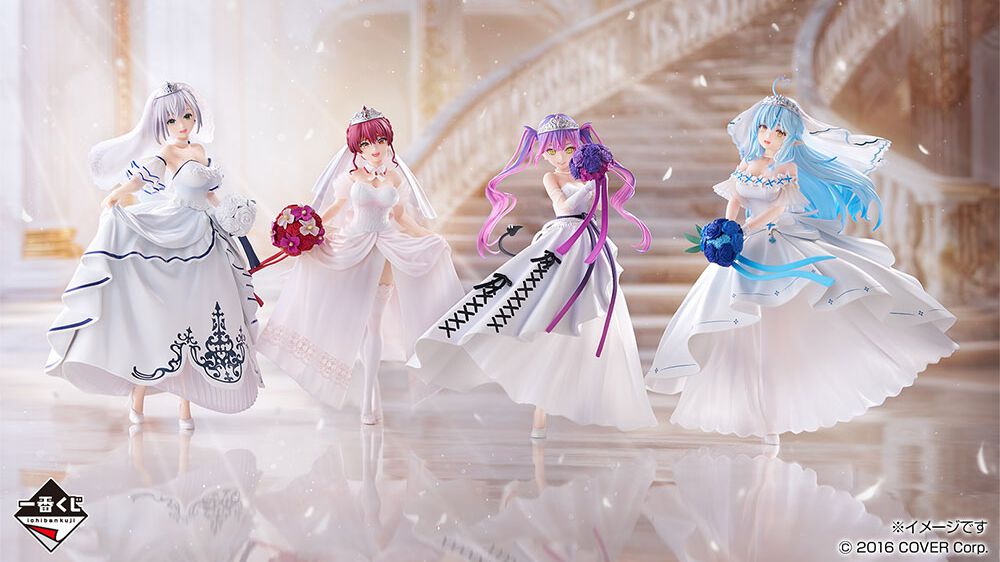 【ホロライブ】新作一番くじが本日(6/28)発売。ウエディングドレスを身に纏う白銀ノエル、宝鐘マリン、常闇トワ、雪花ラミィの美しいイラストグッズが多数登場
