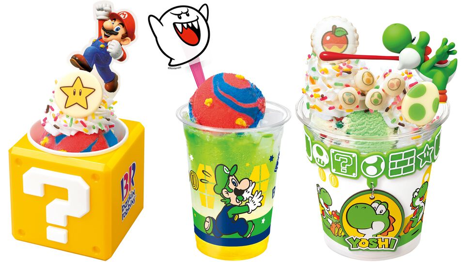 『スーパーマリオ』とサーティワンがコラボ。マリオ新作フレーバーやハテナブロックのサンデー、ルイージのクラッシュソーダなどが7月1日から登場