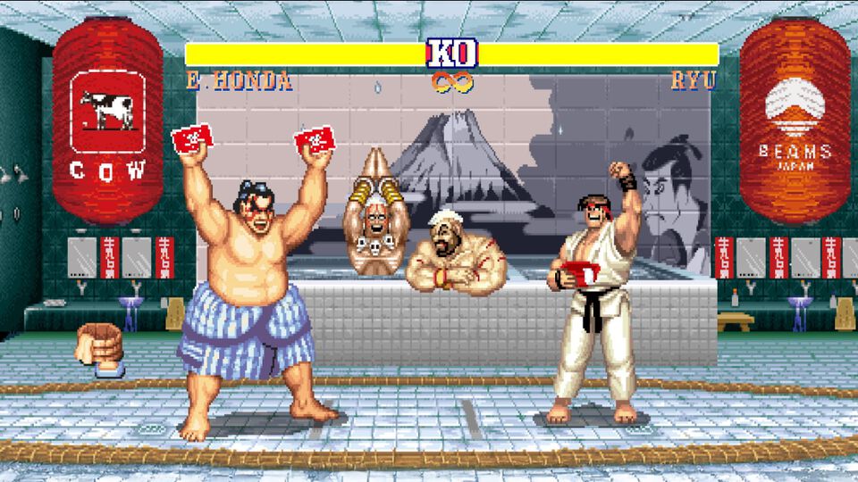 『スト2』エドモンド本田が関西の銭湯を盛り上げる！ “銭湯のススメ2025”が8月7日より大阪で開催。特別デザインのれん、特注のゲーム機も設置