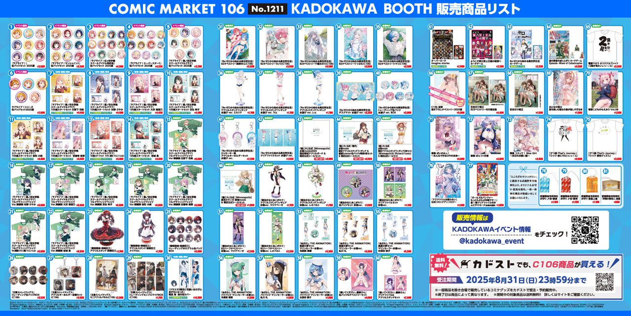C106】KADOKAWAブースの販売商品を紹介。オンラインストアでも受注受付 
