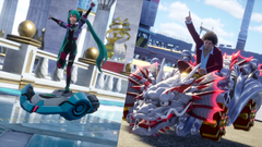 『ソニックレーシング クロスワールド』初音ミクが超高速で滑走、トリックをキメる姿が超かわいい。春日一番はマシンの上で仁王立ち。空気抵抗どうなってんの？