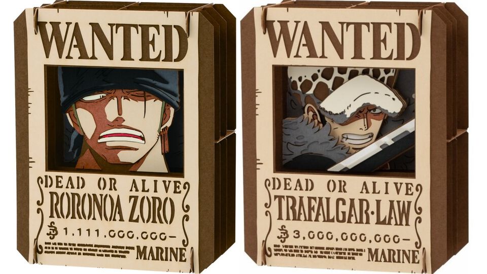 『ワンピース』の手配書をペーパークラフトで立体的に再現。ゾロ、ナミ、チョッパー、ロー、キッドなど13種のペーパーシアターが9月30日より順次発売