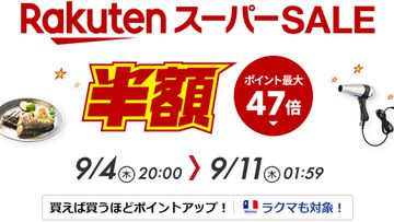 楽天スーパーセールでポイント最大47倍。『龍が如く8』58%オフ、『ペルソナ5R』52%オフ。ロジクールGのゲーミングデバイスもお得に