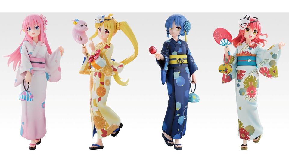 『ぼざろ』一番くじが本日（9/13）発売。浴衣姿のぼっち、虹夏、リョウ、喜多ちゃんフィギュアがかわいい。ボイスチケット付きアクリルボードも