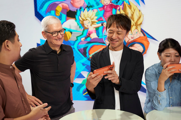 来日中のアップルのティム・クックCEOがバンナム宇田川社長を表敬訪問、『ドラゴンボール ゲキシンスクアドラ』で共闘!?