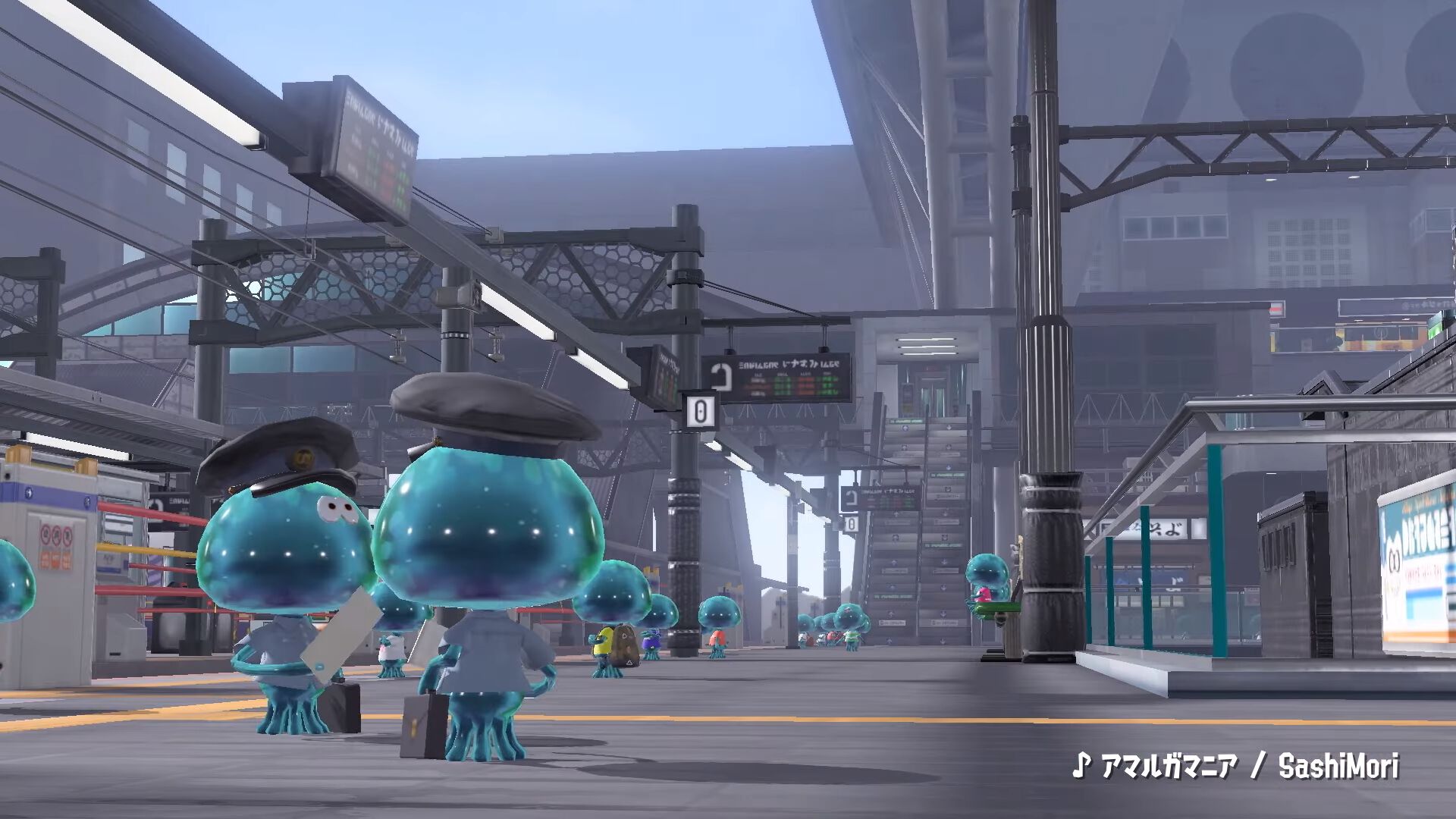 『スプラトゥーン3』新ステージ“リュウグウターミナル”が発表。駅をモデルにしたステージで、ギミックとして移動式の床が登場