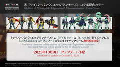 『ギルティギア ストライヴ』で『サイバーパンク エッジランナーズ』デイビッドとレベッカをイメージしたコラボ記念カラーが無料配布。ルーシーのデジタルフィギュアも追加
