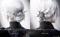 『ニーア』優雅な髪飾りが10月17日17時より予約開始、2Bと9Sの2モデル。「貴女と共に戦えて光栄でした。」「私もだ。」の刻印は泣ける
