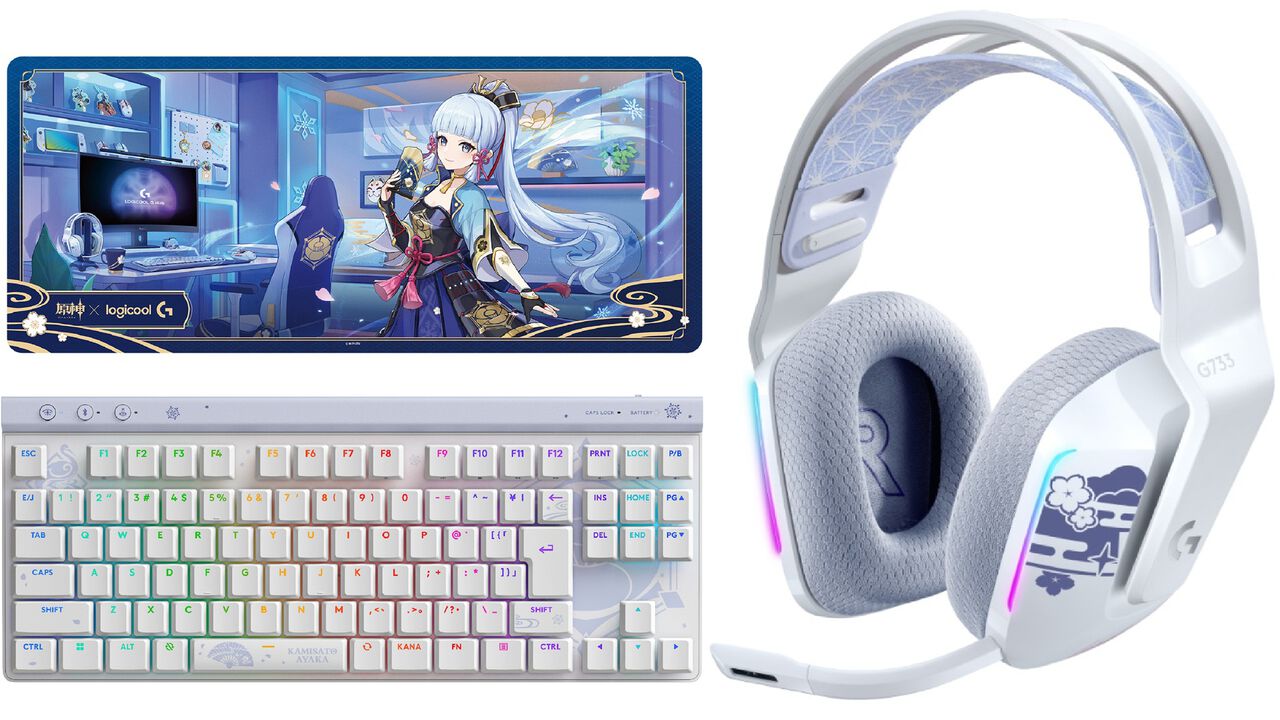 『原神』神里綾華モデルのワイヤレスキーボード、ワイヤレスヘッドセットが10月16日発売。ロジクールGとのコラボ製品。白と青を基調としたデザイン
