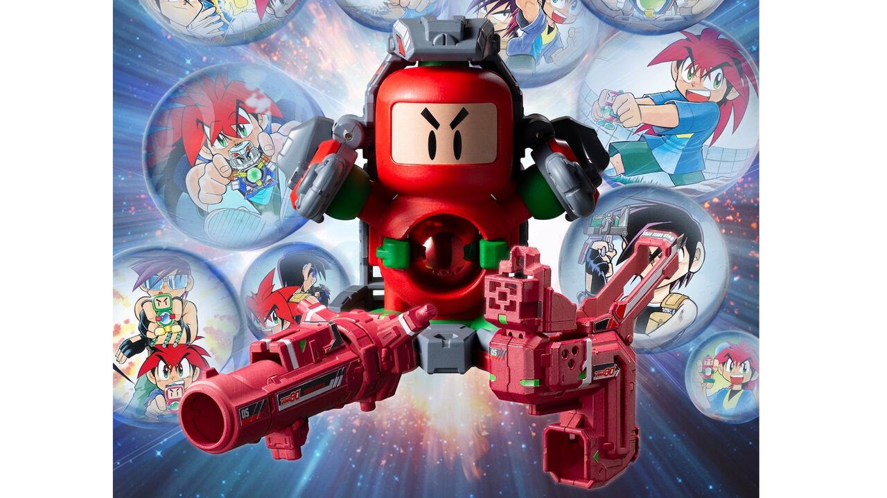 『爆球連発!!スーパービーダマン』主人公タマゴの初代マシン“あかボンバーマンビーダマン”が復活! 漫画全15巻を3冊に再編集した豪華愛蔵版とセットで限定発売