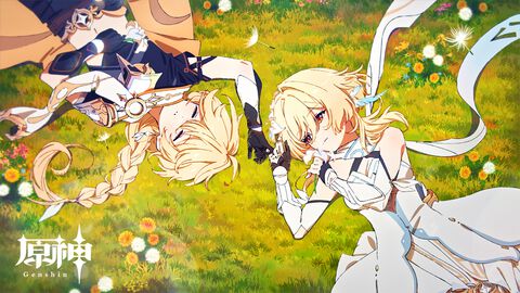 『原神』ショートアニメ“いつかその道へ”が近日公開。空、蛍の慣れ離れとなった兄弟がタンポポ咲く草原で小指つないで寝転がるビジュアルが解禁