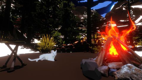 『たき火と猫』クリックやキー入力で火が灯るとネコがやってくる。作業のオトモにピッタリなチルい癒し系クリッカーゲームのSteamストアページが公開