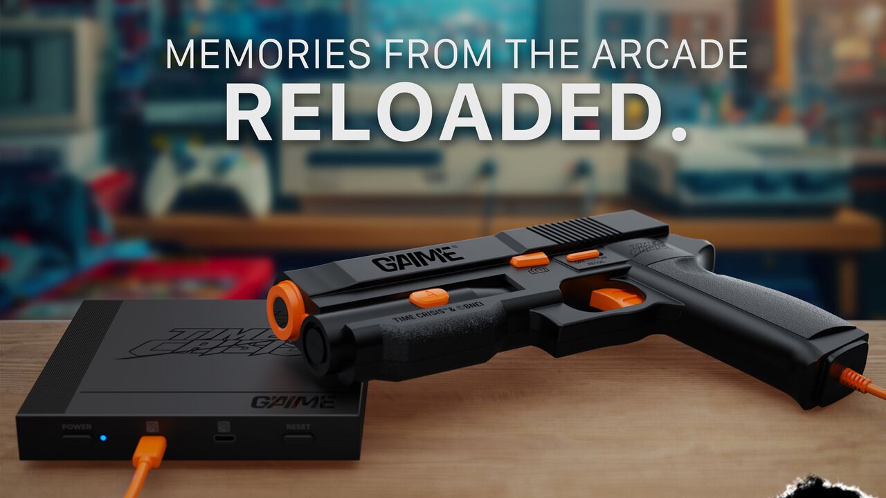 “G'AIM'E（ジーエイム）”が11月13日に発売。ガンコントローラーでゲーセンさながらのガンシューが楽しめる。現代に蘇った『タイムクライシス』『ガンバレット』などの名作を遊び尽くせ
