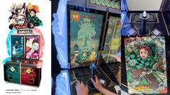 『鬼滅の刃 日輪バトルスラッシュ』日輪刀コントローラーがインパクト抜群。初プレイアブルで感触を確かめた。鬼のカードも登場予定（開発チーム談）【AMエキスポ2025】