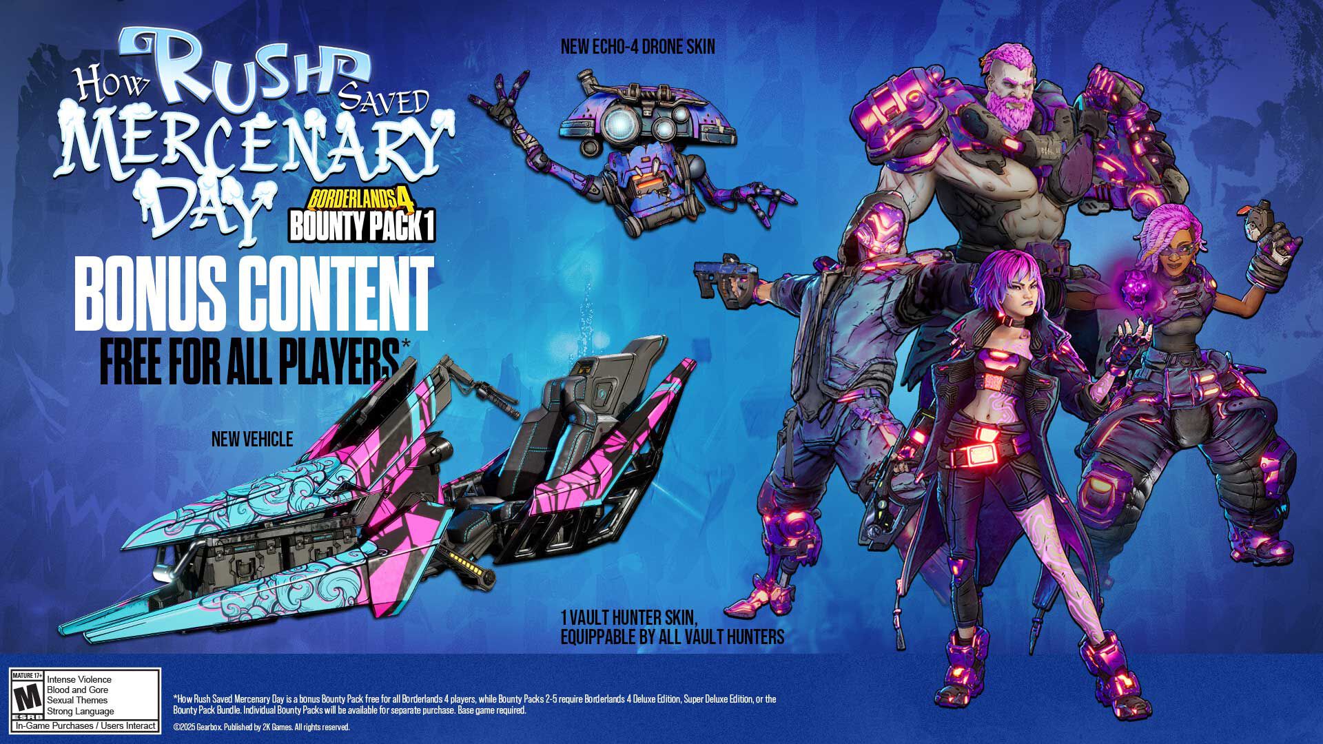 『ボーダーランズ4』DLC“お尋ね者パック1”を無料配信。ラッシュを支援する新ミッション、24種のカスタマイズアイテムが登場