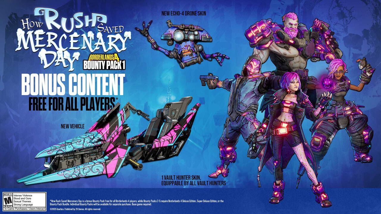 『ボーダーランズ4』DLC“お尋ね者パック1”を無料配信。ラッシュを支援する新ミッション、24種のカスタマイズアイテムが登場