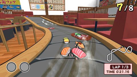 『SUSHIレース』発売。お寿司カートでレーンを爆走。醤油ミサイル、バランなどのアイテムを駆使して1位を目指す『SUSHIショット』のスピンオフ