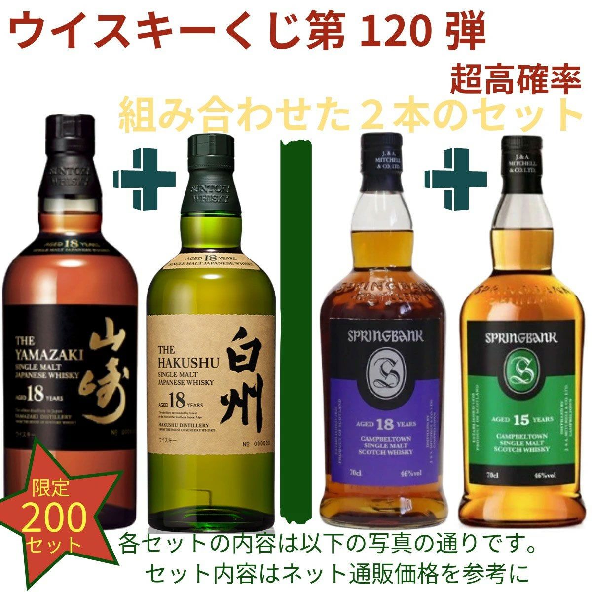 21,180円で山崎18年＋白州18年、スプリングバンク18年＋スプリング