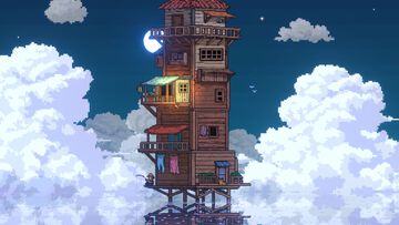 『CELESTAY』水に沈んだ世界で家を空へと増築していく放置系ゲーム。釣りで素材を集めたり、空に浮かぶ星座を見つけたりして過ごすチルなひととき