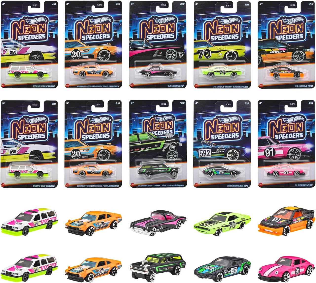 ホットウィールのミニカー『ネオン・スピーダーズ アソート』10台