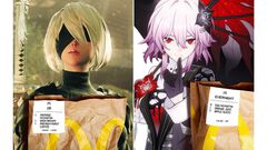 海外マクドナルドXで『ニーア』2B、『スタレ』長夜月など「もし、ゲームキャラクターが朝マックを注文したら？」な画像を投稿。注文票には設定に関する小ネタも