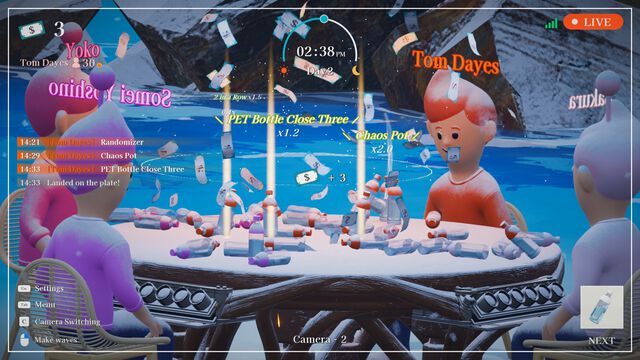 『俺たちのボトルフリップ : Flip or Fade』最大4人で“命がけボトルフリップ配信”に挑め。稼げなければ消滅が待つパーティーゲームが12月17日配信