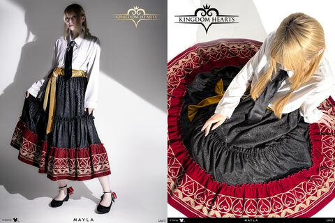 『キングダムハーツ』ソラ、リク、ロクサス、アクセルをモチーフとしたスカートの予約販売スタート。キーブレード型チャームは取り外してアクセにも