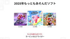 “Nintendo Switch 2025年の振り返り”特設サイトが公開。もっとも遊んだソフトTOP3や、好きなソフトのジャンル傾向をチェックできる