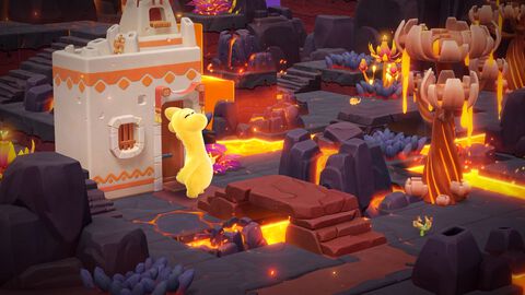 『星のパーティータイム』新たな探索エリア“熔岩惑星”が公開。熔岩の河や複数の足場など、高低差のある立体的な地形が特徴