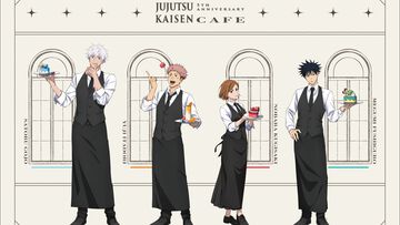 『呪術廻戦』5周年記念コラボカフェ開催決定。虎杖や五条がロングエプロン姿に、スイパラ全国9店舗で4月2日スタート。予約は公式アプリで受付