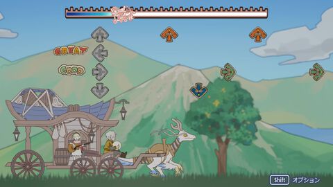 『Ad lib - アドリブ』ケルト音楽が心地よい癒し音ゲー。馬車を走らせて演奏はより豪華に。PCブラウザで無料で遊べる